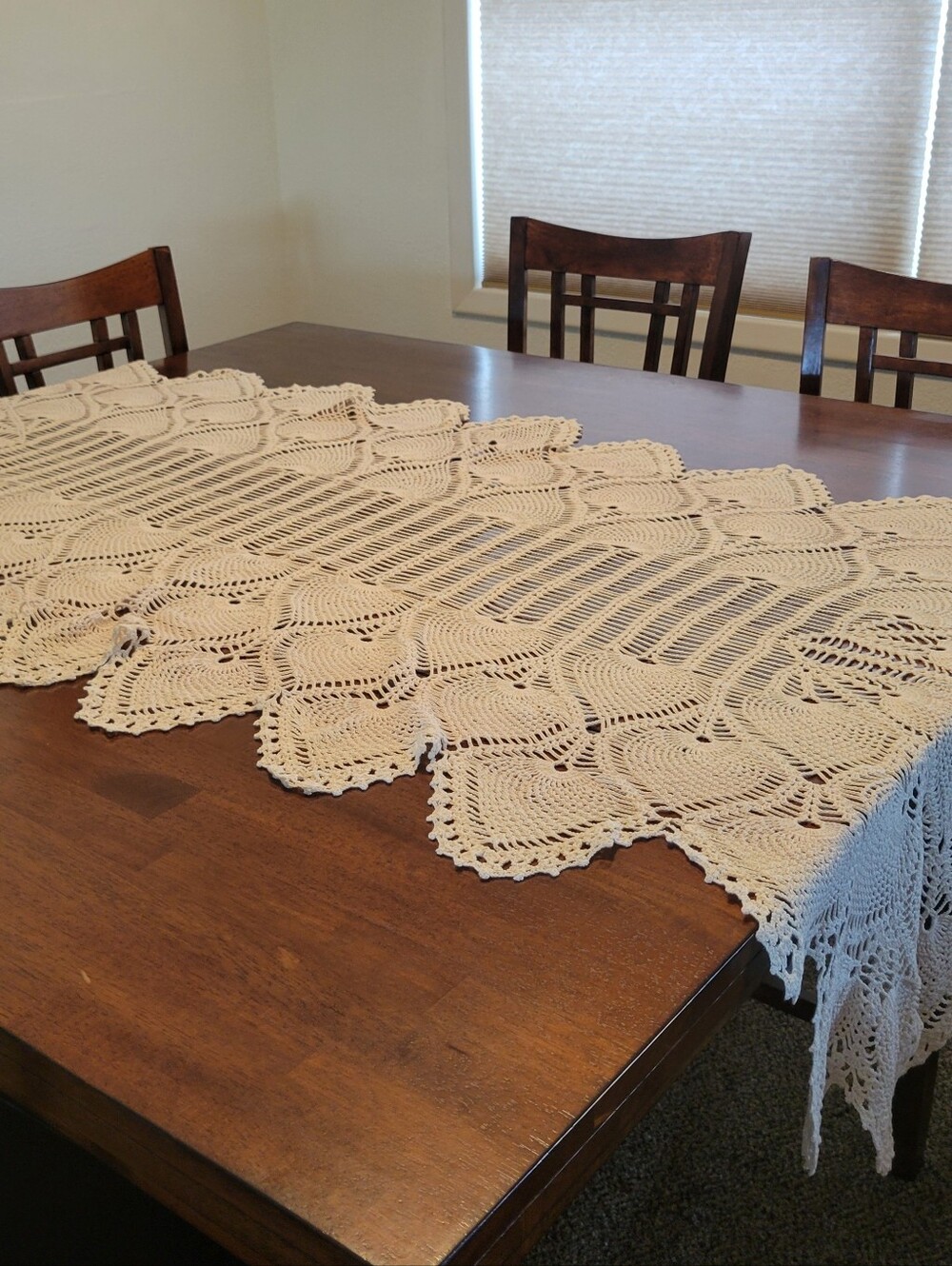 Handcrafted Crochet Table Runner - Cream